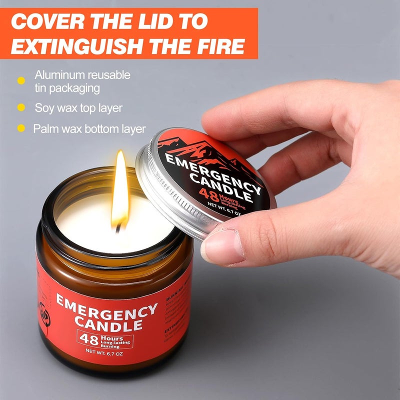 Chuarry Emergency Candles for Power Outage 48 Hours Long Burning Survival Candles Soy Wax for Emergency Winter Storm Camp Essentials - Image 5